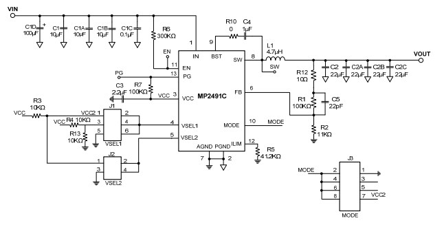 Schematic - Monolithic Power Systems (MPS) EVL2491C-QB-00A Evaluation Board